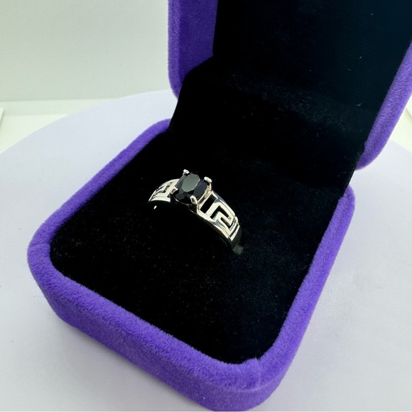 Sterling Silver Ring With Natural Midnight Blue Sapphire Gemstone - Picture 4 of 9